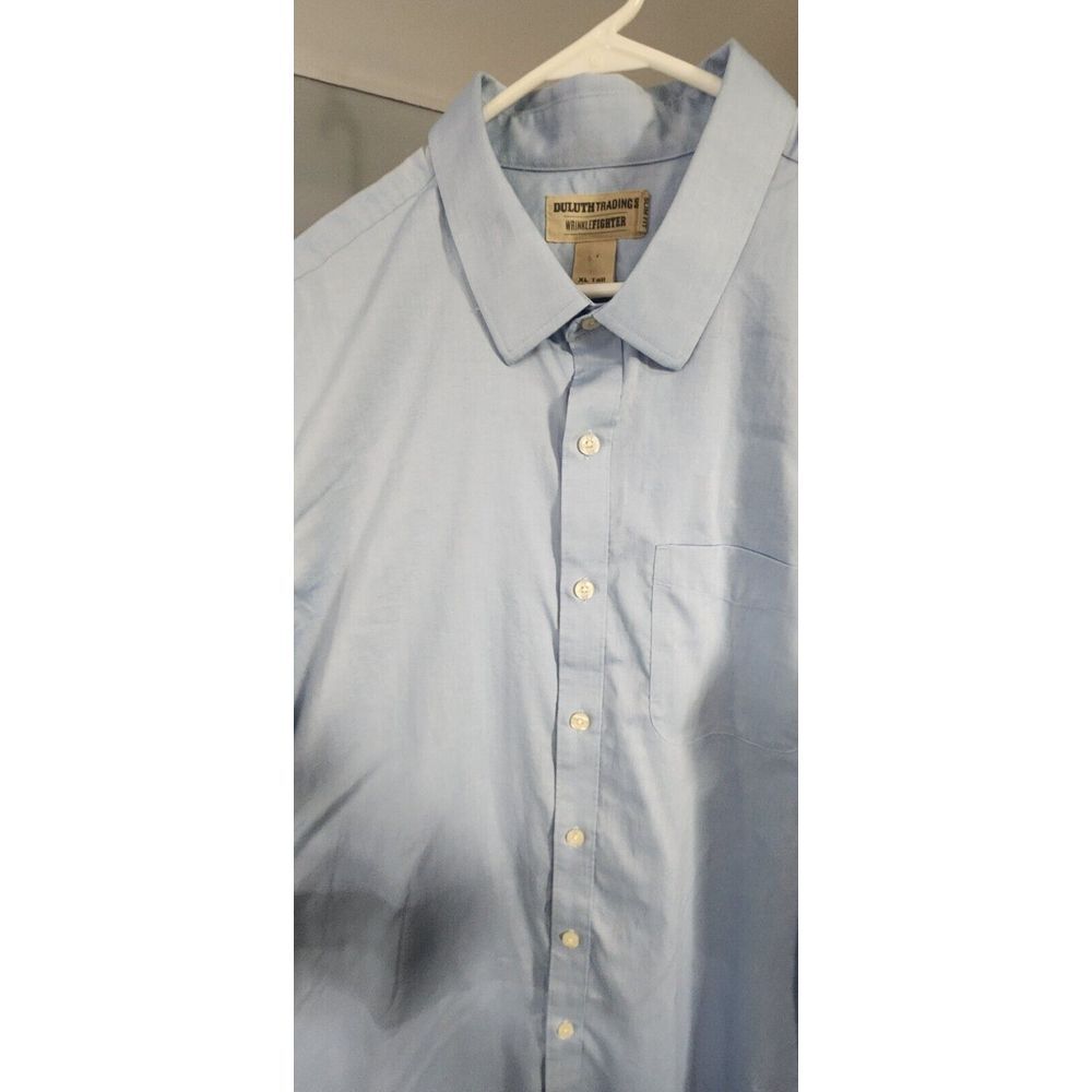 Duluth Trading Co. Camp Button Up Shirt Blue Wrinkle Fighter Mens  XL TALL